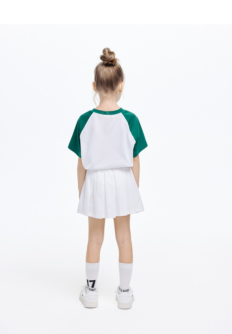 Детская джинсовая юбка little moco童装24夏装新款女童网球运动风含安全裤百褶牛仔半裙