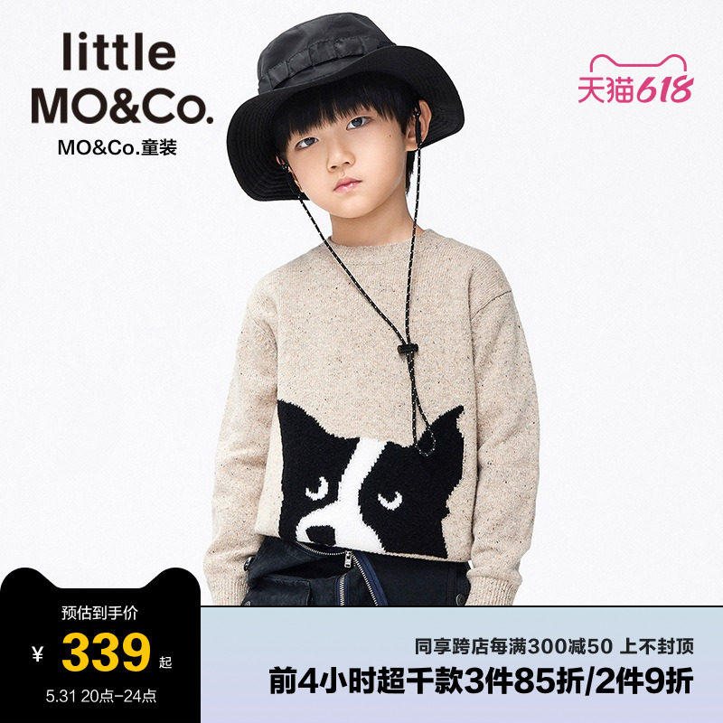 little moco children dress winter dress new male and female puppies print woolen sweater for casual warm sweater