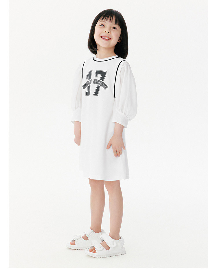 платье little moco童装夏装儿童裙子女童假两件短袖连衣裙洋气女中大童 mo&co.