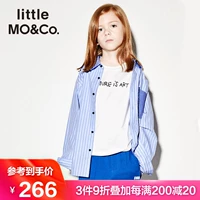 Littlemoco mùa hè áo sơ mi bé trai mới khâu màu tương phản màu xanh pinstripe áo sơ mi dài tay - Áo sơ mi đầm đẹp cho be gái 7 tuổi