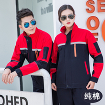Pure cotton upright collar long sleeve worksuit suit mens electric welding steam repair and repair work clothes workshop factory clothes labor jacket for spring and autumn