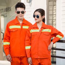 Sanitation Spring Autumn Long Sleeve Workwear Suit Mens Reflective Strips Clean Sanitation Suit Thickened Wear-proof Environmental Protection Workwear