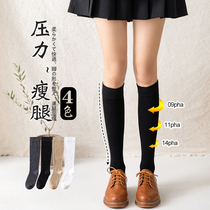 Pressure thin leg socks womens calf socks spring and autumn Japanese JK black long tube high tube stockings half leg knee socks