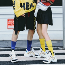 ins socks womens pile socks womens long tube mens socks tide stockings European and American skateboarding socks Womens tide brand college style purple socks