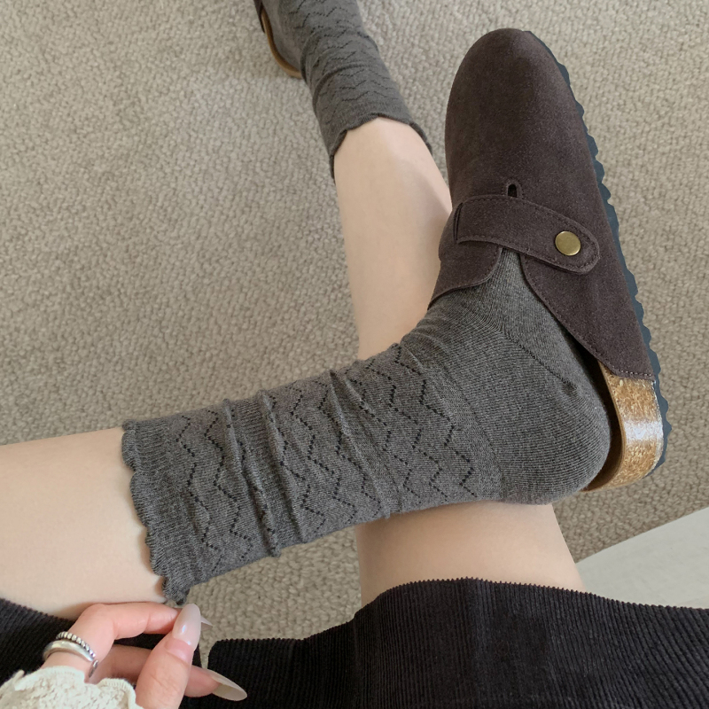 Korean-Style Dark Pattern Wave Socks, Women's Mid-Calf Socks, Autumn and Winter Cotton Socks, Trendy Japanese Style, Suitable for Birkenstock Shoes, Long Slouch Socks Korean-Style Dark Pattern Wave Socks, Women's Mid-Calf Socks, Autumn and Winter Cotton Socks, Trendy Japanese Style, Suitable for Birkenstock Shoes, Long Slouch Socks