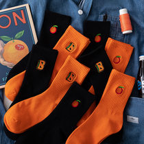 Orange stocking children autumn and winter ins tide net red sports street Korea Japanese cotton men winter socks