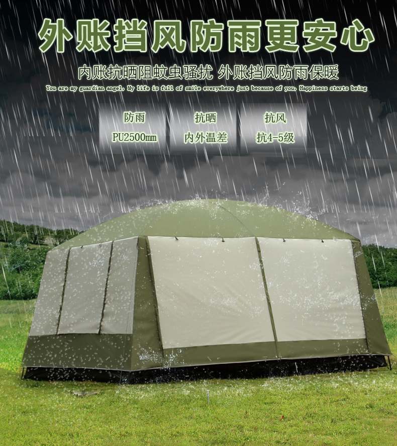 Hướng dẫn Series ngoài trời 6 người 8 người 12 người cắm trại cắm trại chống mưa đôi có thể được sử dụng cho pergola - Lều / mái hiên / phụ kiện lều đèn lều naturehike