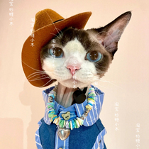 Pet head accessories Western cowboy hat dog and cat decorative hat photo triangle scarf collar cross-dressing cowboy hat