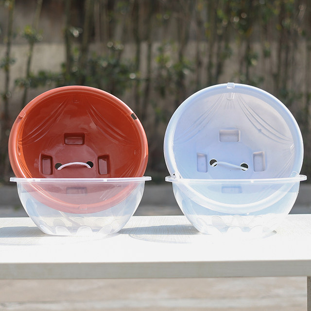 Pothos ພິເສດດອກ pots ອ່າງເກັບນ້ໍາສອງຊັ້ນ resin set basin plastic spider orchid basin indoor self-absorbing lazy plastic basin