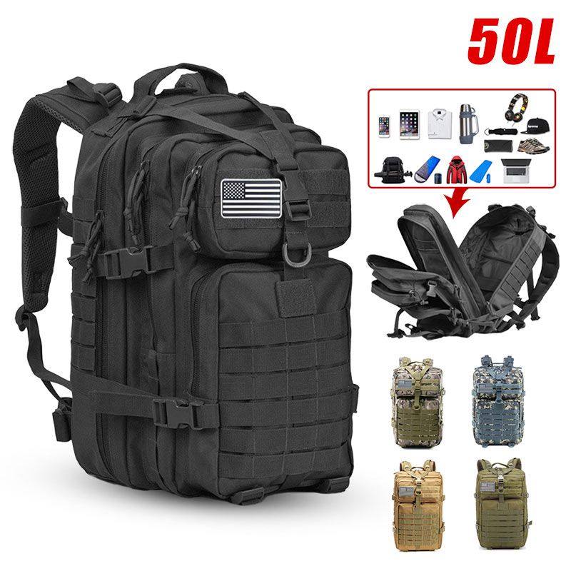 Outdoor large 3P mountaineering bag tactical attack backpack travel large capacity backpack live CS army green camouflage rucksack