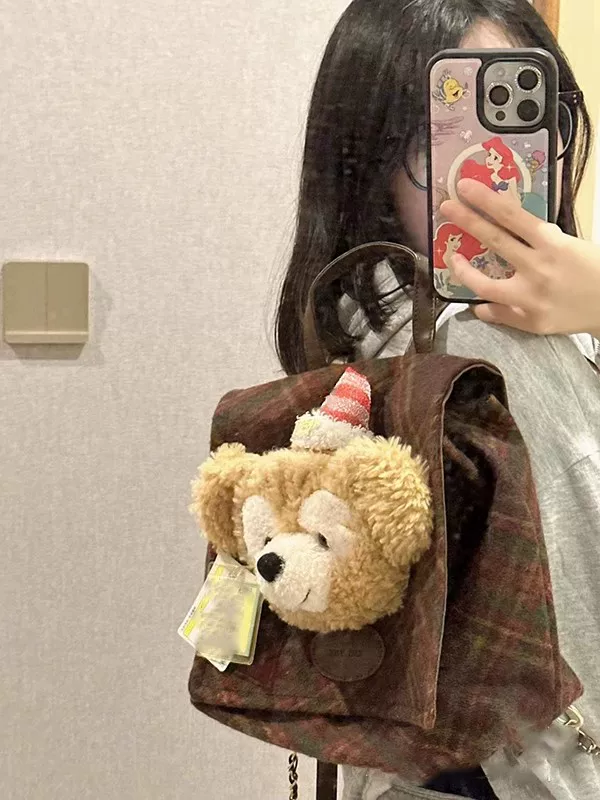 Retro backpack, small handheld bag, with little bears