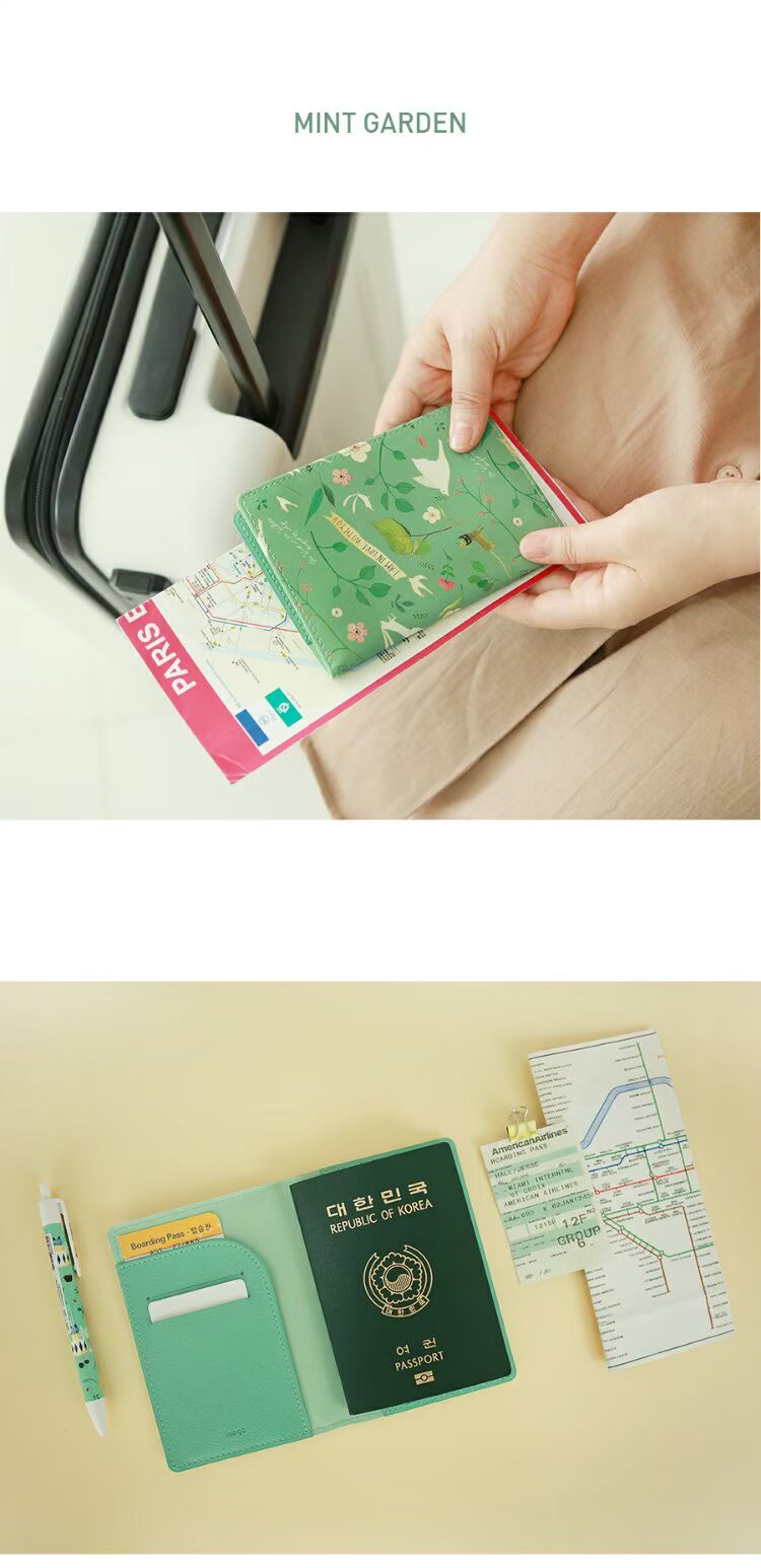 Bộ phận Indigo Sen Hàn Quốc Nhỏ Nhỏ Phim hoạt hình ngắn Hộ chiếu Hộ chiếu Tài liệu Túi vé Người giữ vé - Túi thông tin xác thực túi đeo chéo nữ hàn quốc