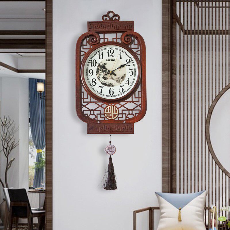 China Wind Perpetual Calendar Watches New Chinese Light Lavish Solid Wood Silent Home Living Room Atmospheric Clock Quartz L