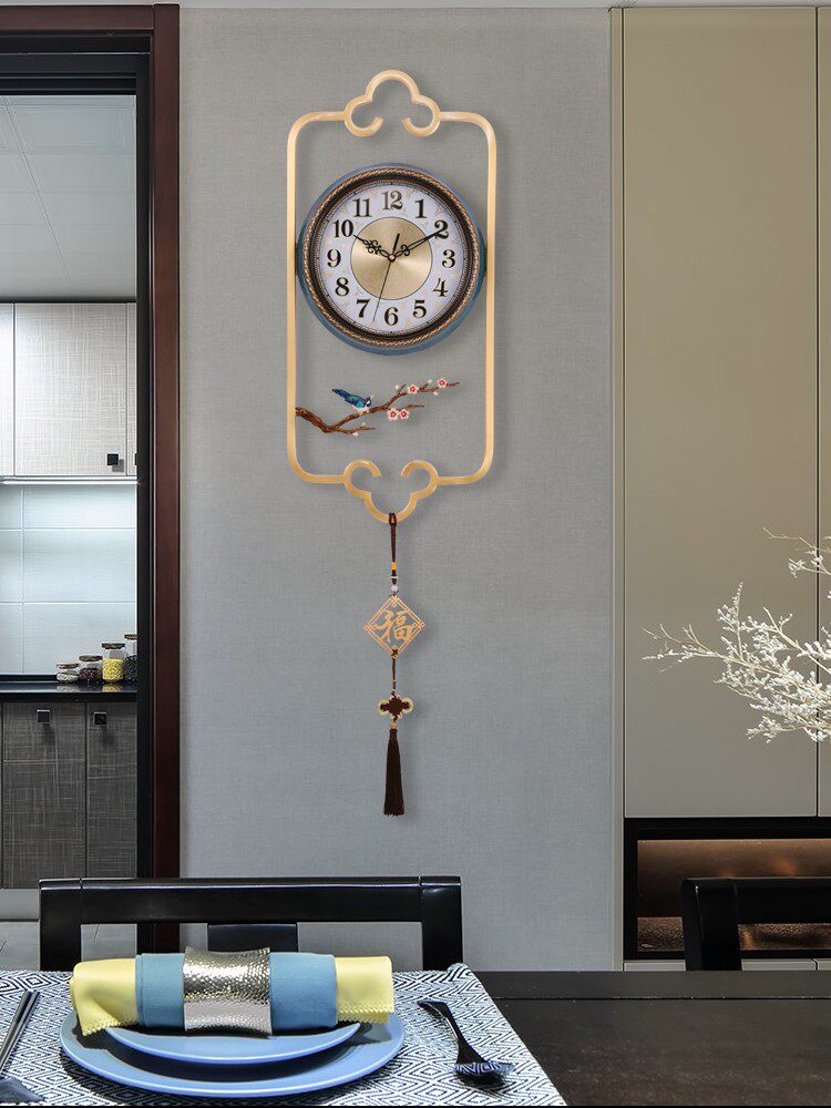 New Chinese All-copper hanging clock Living room Home Fashion art and watches Modern light extravaganza China Wind Atmospheric Creativity Muted