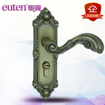 European classical style solid wood door lock Mute antique inner door lock Old-fashioned universal green bronze door lock