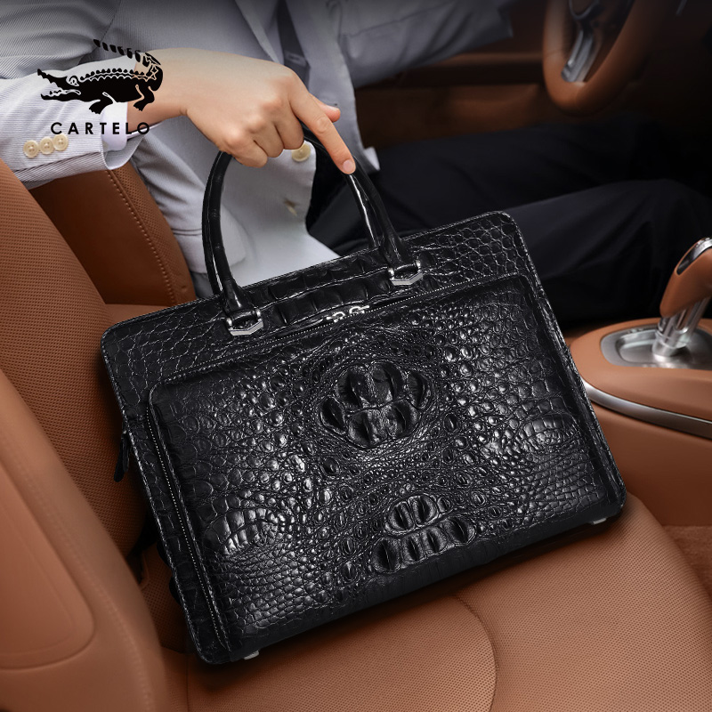 Cardi crocodile crocodile leather briefcase man 2021 new genuine leather cross section single shoulder inclined satchel bag large capacity