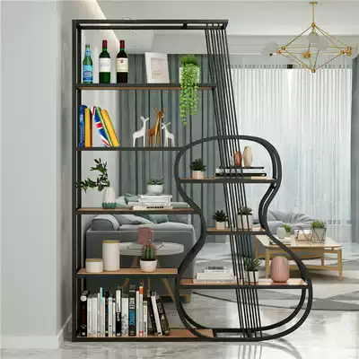 Nordic wrought iron partition shelf Dining room decoration rack Living room entrance display rack Office screen bookshelf landing