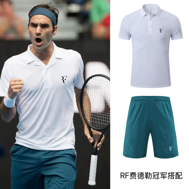 New Federer Tennis Outfit, Same Style as Nadal, Quick-Drying Breathable Sports Pants, Unisex Short-Sleeve Polo Shirt