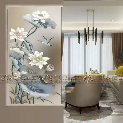 Chinese art glass screen partition home decoration living room entrance aisle frosted carved custom craft glass
