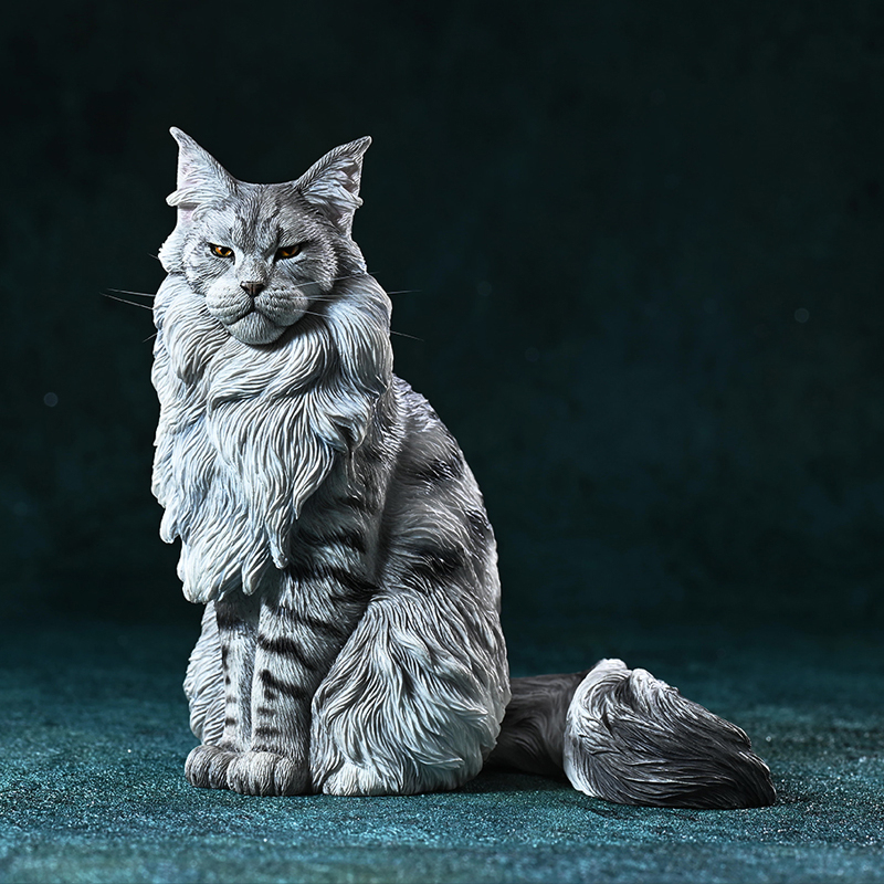 In-Stock Jxk Official Genuine 1/6 Scale Maine  Cat Model Healing Ornament Realistic Cat Figurine for Gift Giving
