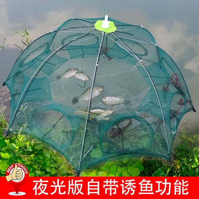 Big fish green net umbrella shrimp net Shrimp cage Fishing net fish net fishing cage Lobster net outdoor round crab cage size