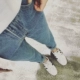 Mùa xuân và mùa đông và mùa đông eo cao quần rộng quần jeans lỏng bf nữ sinh viên Hàn Quốc chín quần thẳng quần hậu cung