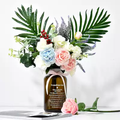 Nordic simulation flower set Living room decoration table flower fake flower ins dining table silk flower arrangement flower bouquet decoration decoration