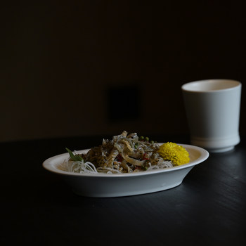 三分静 中式草木灰釉纯色菜盘复古风陶瓷餐具椭圆形盘子家用民宿