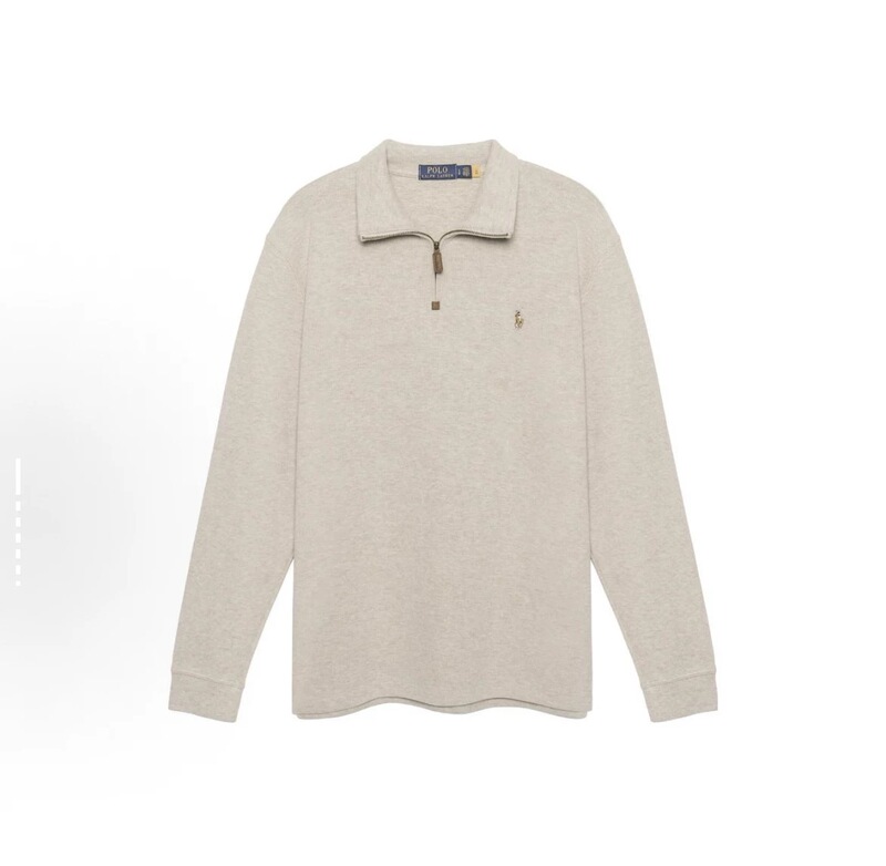 Ralph Lauren Us Direct Mail Men's Classic Half-Zip Pullover Solid Color Sweatshirt Thick T-Shirt