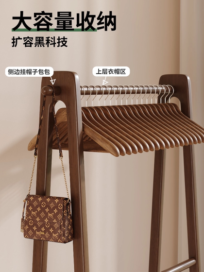 Solid Wood Coat Rack for Bedroom, Home Use, 2025 New Model, Clothes Hanging Rack, Movable Rack for Living Room, Storage Rack