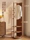 Solid Wood Floor-Standing Dressing Mirror with Integrated Coat Rack, Full-Length Mirror for Bedroom and Living Room, Rotatable Fitting Mirror with Clothes Rack