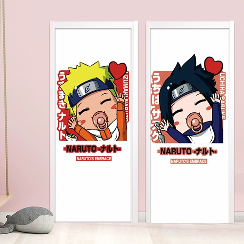 Наруто, мультяшная самоклеющаяся стеклянная наклейка