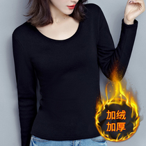 Plus velvet low collar base shirt Women in autumn and winter with 2021 new thermal underwear winter top thickened one velvet foreign gas
