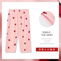 Home pants single piece cotton pajama pants womens summer short seven-point pants thin loose size home pants cotton 200 pounds 7