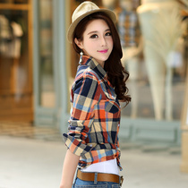 Plaid Shirt Women 2021 Spring and Autumn New Korean Loose Size Long Sleeve Thin Coat Short Vintage Shirt