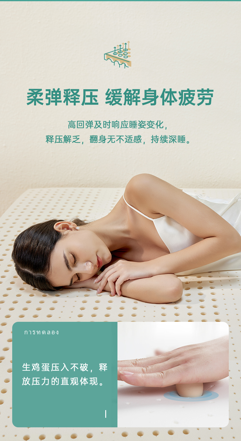 泰国原装进口 Nittaya 85D天然乳胶床垫 1.8*2m 厚5cm 图9