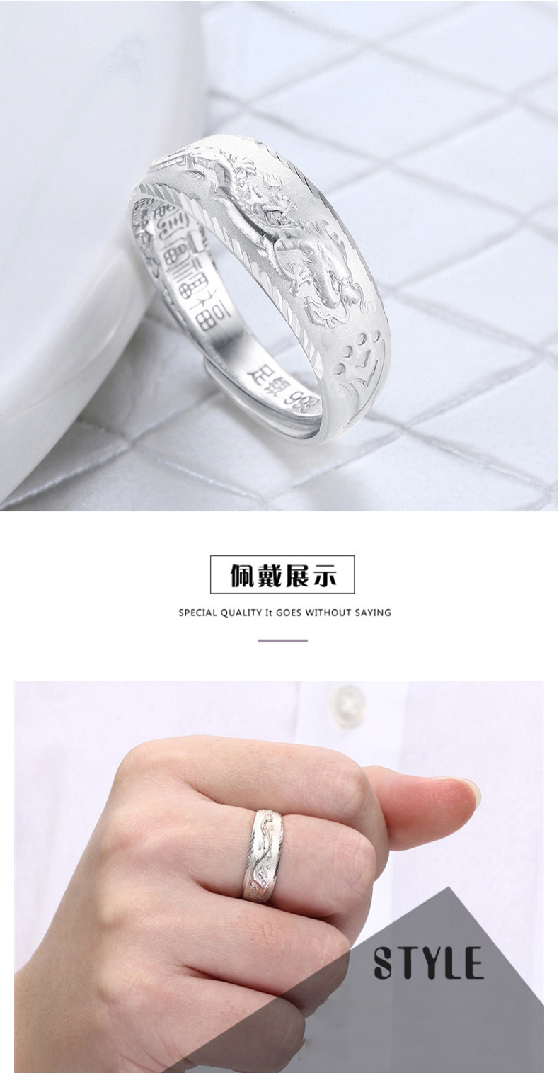 999 đồng bạc nam nhẫn retro độc đoán nhẫn cá tính nam thủy triều bạc đơn mở nhẫn bạc trang sức nhẫn cưới doji