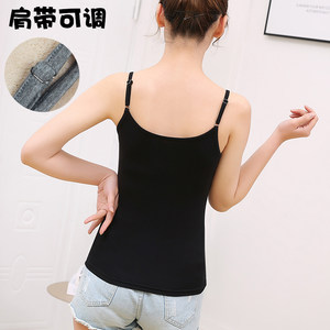 Women's Short Camisole Modal Undershirt, Autumn Slim-Fit Thin Top, Outerwear, Black, Adjustable