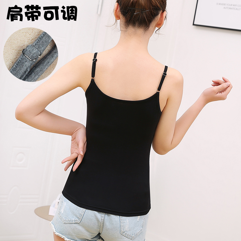 Women's Short Camisole Modal Undershirt, Spring Slim-Fit Thin Top, Outerwear, Black, Adjustable