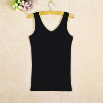 Small vest halter shirt Womens cotton New wear Joker slim solid color Double V collar base inside Black