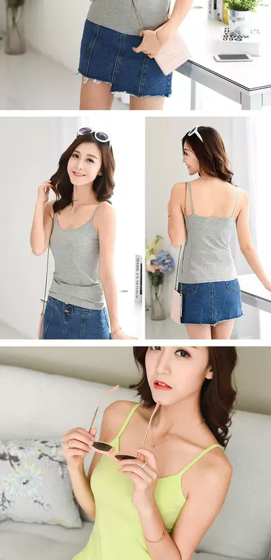 Áo thun cotton nữ yếm hoang dã mặc một chiếc áo quây nhỏ mảnh ngắn cỡ lớn song song hè gợi cảm