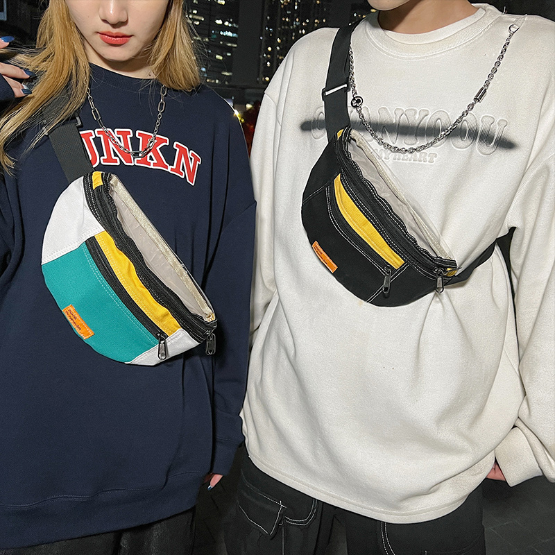 Tide Card Purse Men Personality Chest Bags Ins Tide Street Trend Single Shoulder Inclined Satchel Students Leisure Sports Small-to-Shoulder Bag