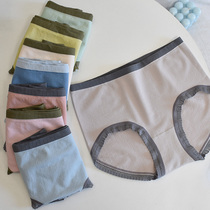 2021 New thin comfortable modal seamless underwear womens middle running bag hip breathable breifs color color lace edge