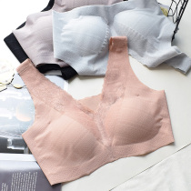 203 summer maintenance womens bra latex chest pad sleep underwear double-sided wear V lace sexy buckle-free bra vest