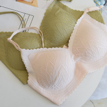 V-neck latex soft breathable underwear no steel ring lace no trace lace bra thin belt thin Cup beautiful back big chest