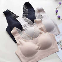 008 Japan peace of mind no trace no rim maintenance bra Exquisite lace with cup chest pad gathered bandeau vest ancient