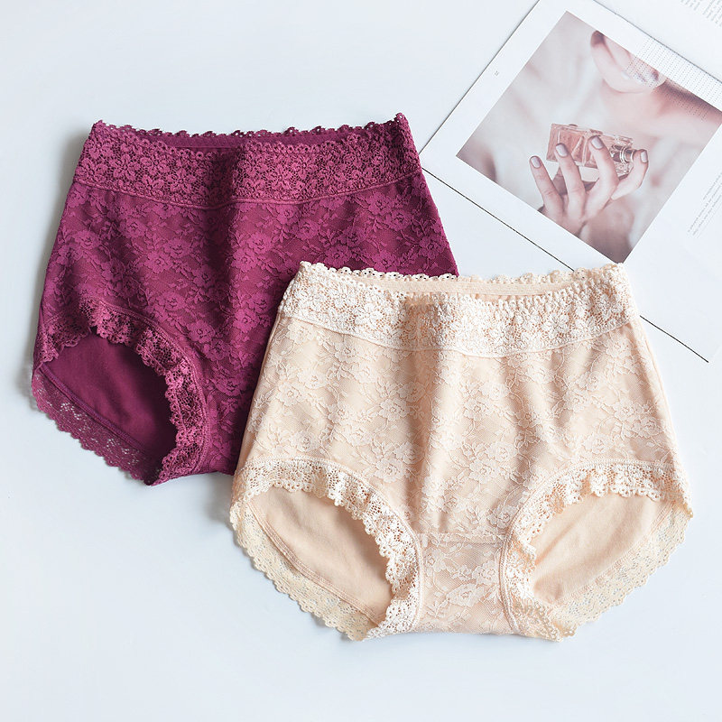 Black large version in small version waist pure cotton fine lace panties ladies comfortable and breathable wrap hip triangle pants two floors