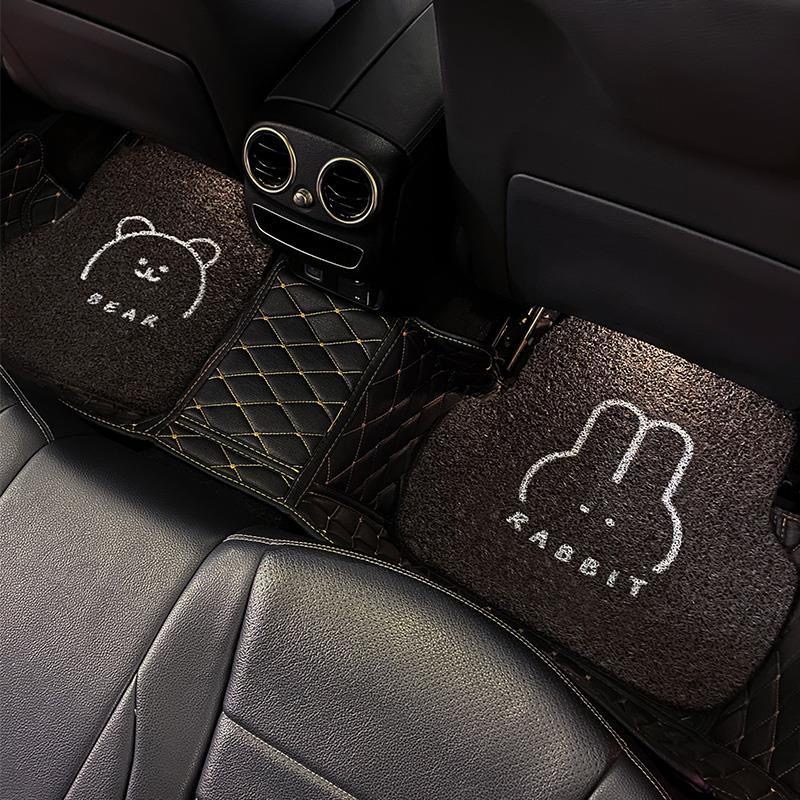 Car Footbed Silk Ring Universal section Cut Full Surround Cute Woman Single Sheet Anti Dirty Waterproof Car Mat Mat Ground Mat-Taobao