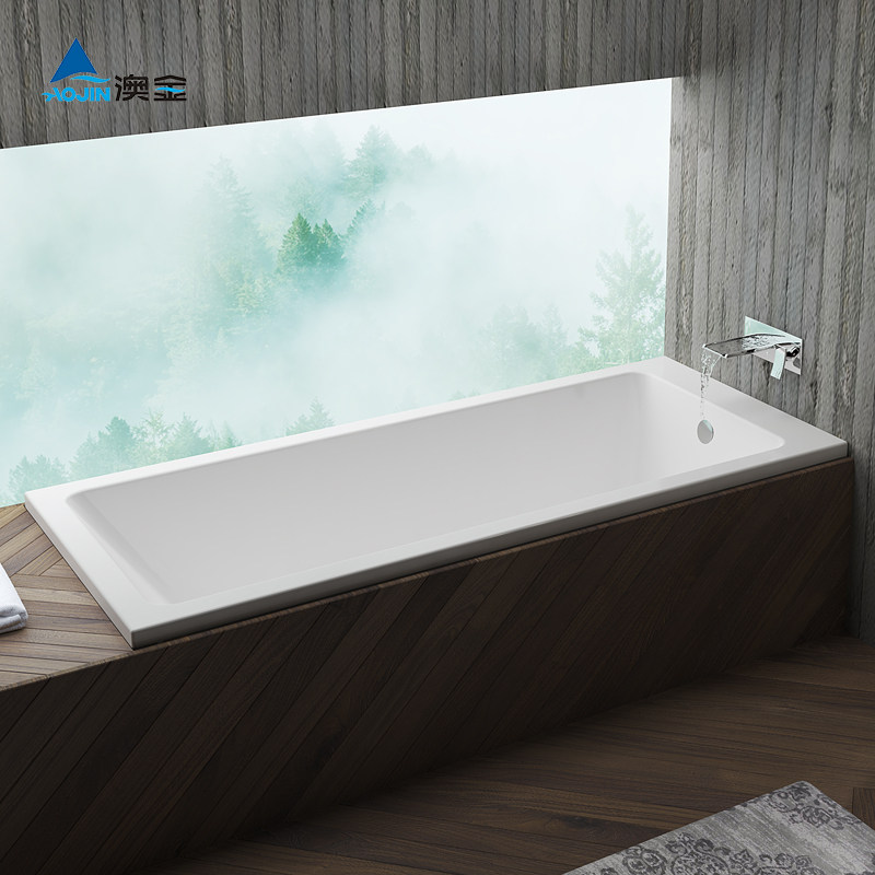 Aojin embedded bathtub Acrylic household small 1 meter 4 depth 1 5 meter 1 6 bright light 1 7 Adult simple bathtub