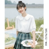 Кукла, летняя белая милая шифоновая рубашка, рукава фонарики